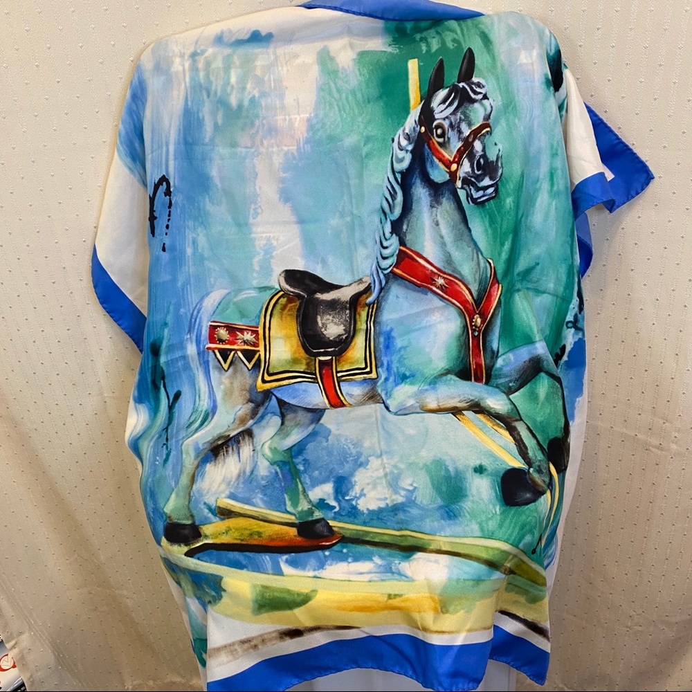 Italian silk scarf with rocking/ Carasol horse